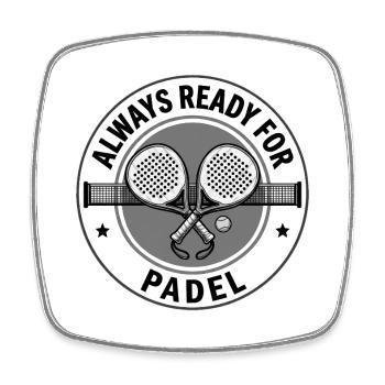 Toujours prêt pour le logo padel - Magnet carré - blanc - Devant