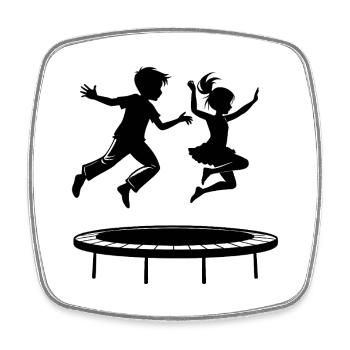 Des enfants sautant sur un trampoline - Magnet carré - blanc - Devant