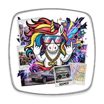 Graffiti coloré de licorne remix - Magnet carré - blanc - Devant
