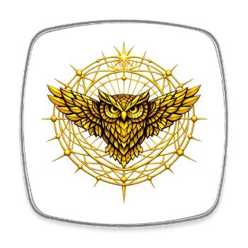 Hibou Totem Metatron Doré  - Magnet carré - blanc - Devant