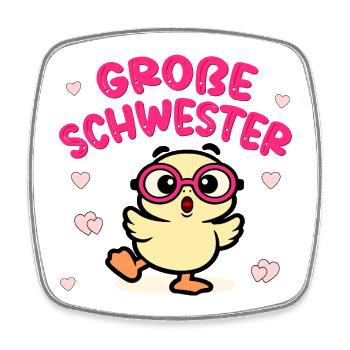 Große Schwester Kinderbrille - Viereckiger Kühlschrankmagnet - Weiß - Vorne