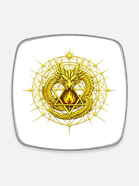 Dragon Totem Metatron Doré - Magnet carré - blanc