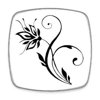 Fleur noire - Magnet carré - blanc - Devant