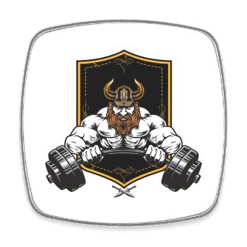 Conception d’haltères Viking Fitness - Magnet carré - blanc - Devant