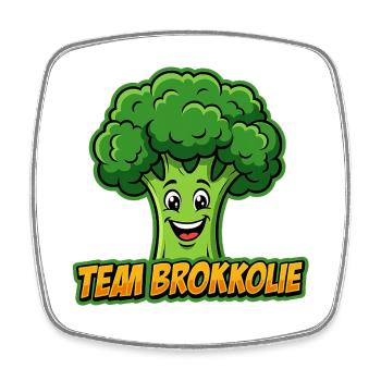 Team Broccoli : Charme des légumes frais - Magnet carré - blanc - Devant