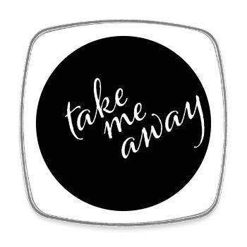 Take Me Away Minimalist Saying Shirt - Square fridge magnet - white - Front