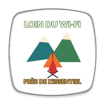 Loin du WiFi, Près de l'Essentiel - Magnet carré - blanc - Devant