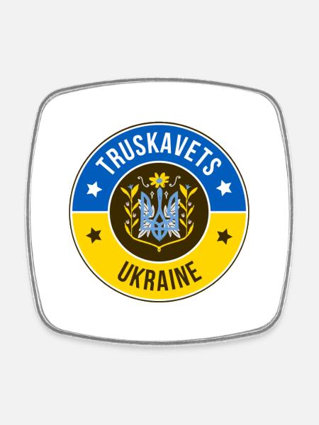 Truskavets Ukraine Crest Emblem - Square fridge magnet - white