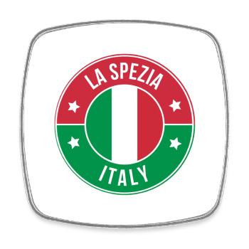 La Spezia Italy Circular Flag Logo - Square fridge magnet - white - Front