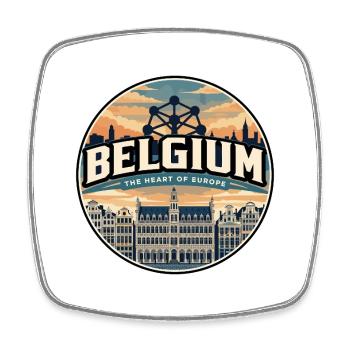 Insigne rétro belge de Bruxelles Grand Place - Magnet carré - blanc - Devant