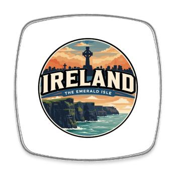 Insigne rétro irlandais des falaises de Moher - Magnet carré - blanc - Devant