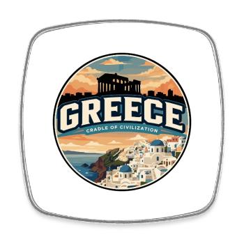 Insigne de voyage de Santorin en Grèce rétro - Magnet carré - blanc - Devant