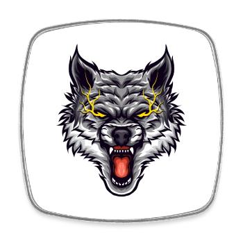 Le Loup en colère montre des yeux design - Magnet carré - blanc - Devant