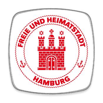 Hamburg Wappen – Freie Und Heimatstadt (Red) - Viereckiger Kühlschrankmagnet - Weiß - Vorne
