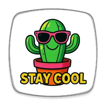 Stay Cool Cactus Pop Art - Magnet carré - blanc - Devant