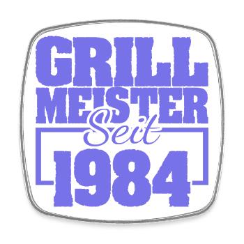 Grillbesteck 1984 - Viereckiger Kühlschrankmagnet - Weiß - Vorne