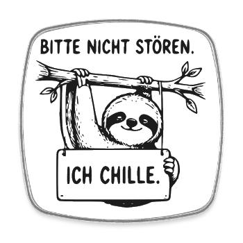 Ich Chille Sloth Sign - Viereckiger Kühlschrankmagnet - Weiß - Vorne