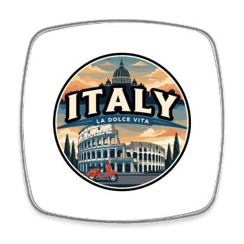 Retro Italy Colosseum Travel Badge - Square fridge magnet - white - Front