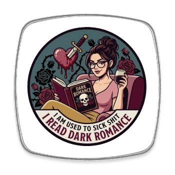 Romance sombre : Lecture & Roses - Magnet carré - blanc - Devant