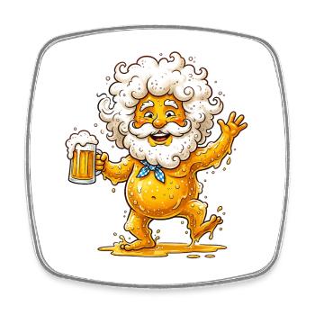 Biermann – Héros coloré et buveur - Magnet carré - blanc - Devant
