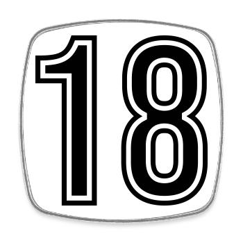 18 Number symbol - Square fridge magnet - white - Front