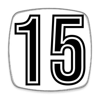 Symbole numérique 15 - Magnet carré - blanc - Devant