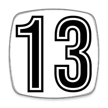 Symbole numérique 13 - Magnet carré - blanc - Devant