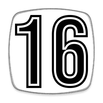 Symbole numérique 16 - Magnet carré - blanc - Devant