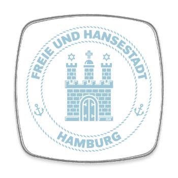 Hamburg Wappen – Freie Und Hansestadt (Sky Blue) - Viereckiger Kühlschrankmagnet - Weiß - Vorne