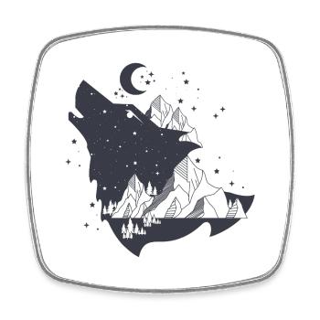 Howling Wolf Mountains Nature Design - Square fridge magnet - white - Front