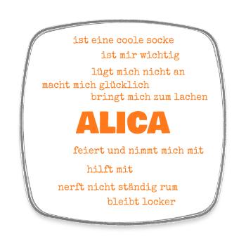 Spruch Alica - Viereckiger Kühlschrankmagnet - Weiß - Vorne
