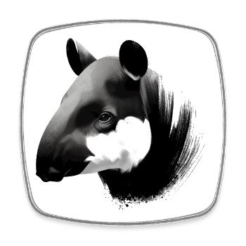 Schabrackentapir - Viereckiger Kühlschrankmagnet - Weiß - Vorne