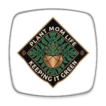 Plant Mom Life Keep It Green - Square fridge magnet - white - Front