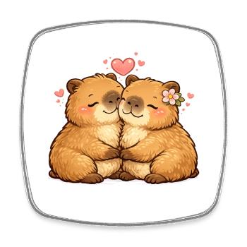 A loving capybara hug - Square fridge magnet - white - Front