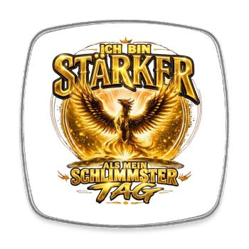 Phönix - Ich bin Stärker als mein Schlimmster TAG - Viereckiger Kühlschrankmagnet - Weiß - Vorne