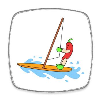Funny chili sailing - Square fridge magnet - white - Front