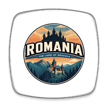 Insigne du château de Bran en Roumanie rétro - Magnet carré - blanc - Devant