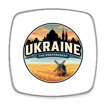 Retro Ukraine Wheat Field Badge - Square fridge magnet - white - Front
