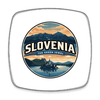 Badge rétro de saignement de lac slovénie - Magnet carré - blanc - Devant