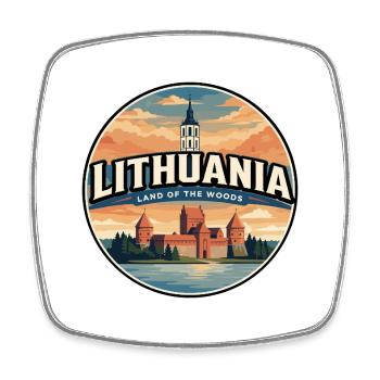 Insigne rétro du château de Trakai en Lituanie - Magnet carré - blanc - Devant