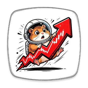 Crypto Hamster To The Moon - Bitcoin Trader Motif - Square fridge magnet - white - Front