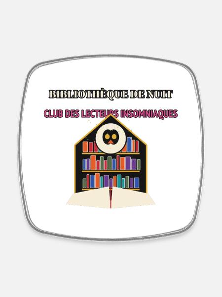Bibliothèque de Nuit – Club des insomniaques - Magnet carré - blanc