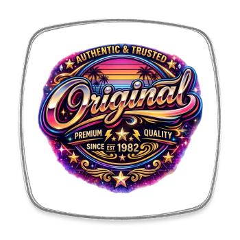 Insigne rétro Synthwave Neon des années 1980 Original 1982 - Magnet carré - blanc - Devant