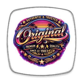 Insigne rétro des années 1980 Neon Synthwave Original 1983 - Magnet carré - blanc - Devant