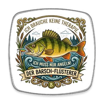 Der Barsch-Flüsterer - Viereckiger Kühlschrankmagnet - Weiß - Vorne
