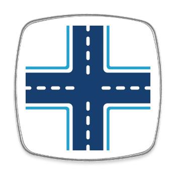 Road Intersection Solid Icon Crossroads Vector Sym - Square fridge magnet - white - Front