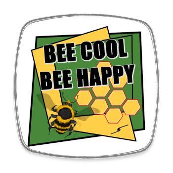 Bee Cool Bee Happy - Square fridge magnet - white - Front