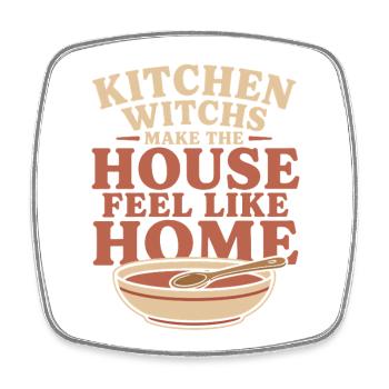 Kitchen Witch Soup Witch Cozy Witch Gift - Square fridge magnet - white - Front