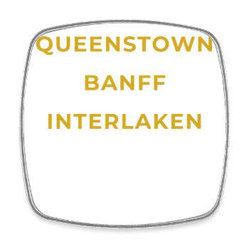 Villefort Lozère - Queenstown - Banff - Interlaken - Magnet carré - blanc - Devant