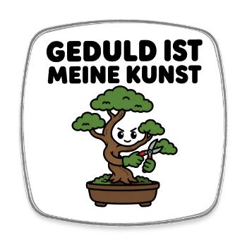 Bonsai-Baum – Geduld ist meine Kunst – Zen Design - Viereckiger Kühlschrankmagnet - Weiß - Vorne